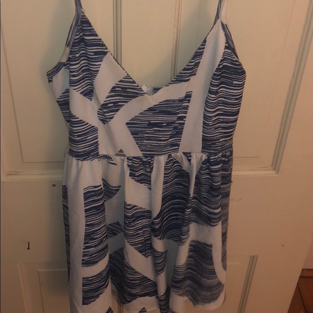 Blue and white design romper